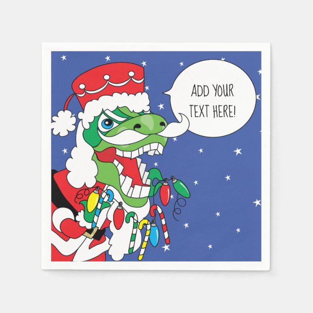 Serviette En Papier Cocktail de Noël personnalisé serviettes TySANTAsa (Devant)
