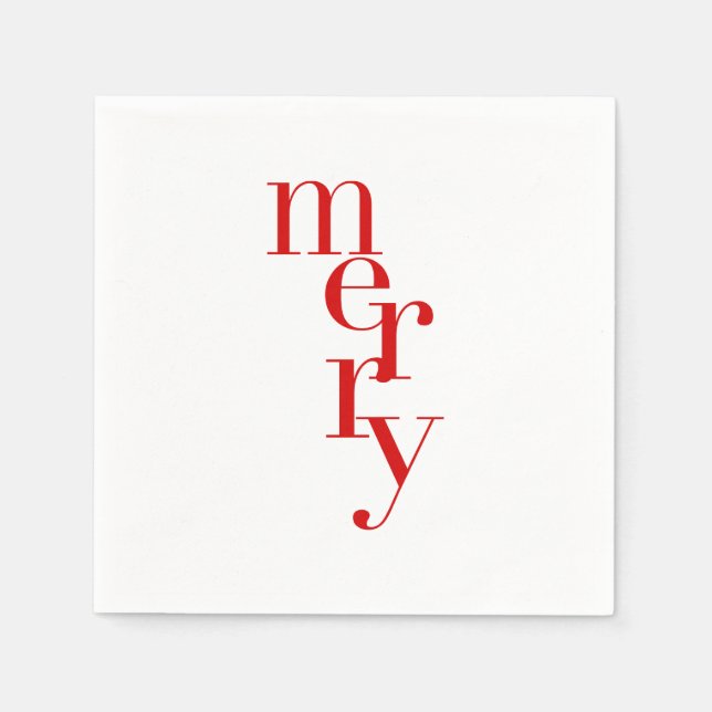 Serviette En Papier Cocktail de Noël serviettes | Joyeux (Devant)