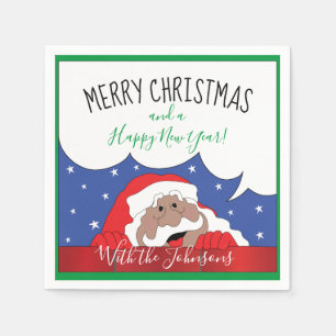 Serviette En Papier Cocktail de Noël serviettes Père Noël de couleur d