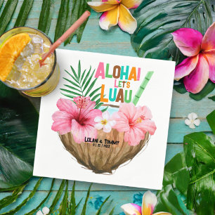 Serviette En Papier Cocktail de noix de coco Luau Hawaïen Fête Tropica