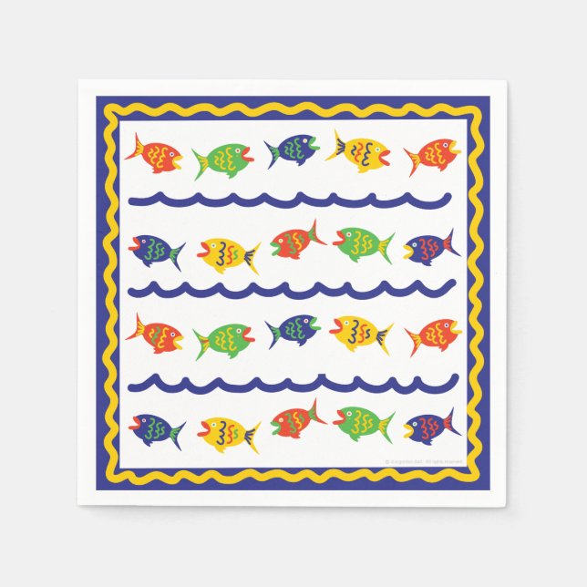 Serviette En Papier Cocktail de poisson Napkin (Devant)