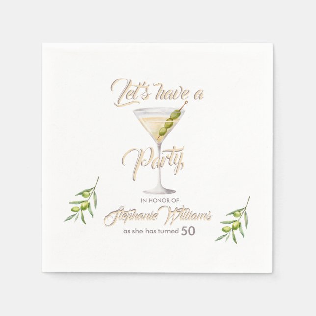Serviette En Papier Cocktail d'été pour femmes 50e fête d'anniversaire (Devant)