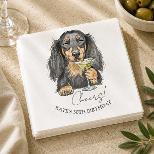 Serviette En Papier Cocktail Doodle Martini Sale Dachshund Dessiné à l