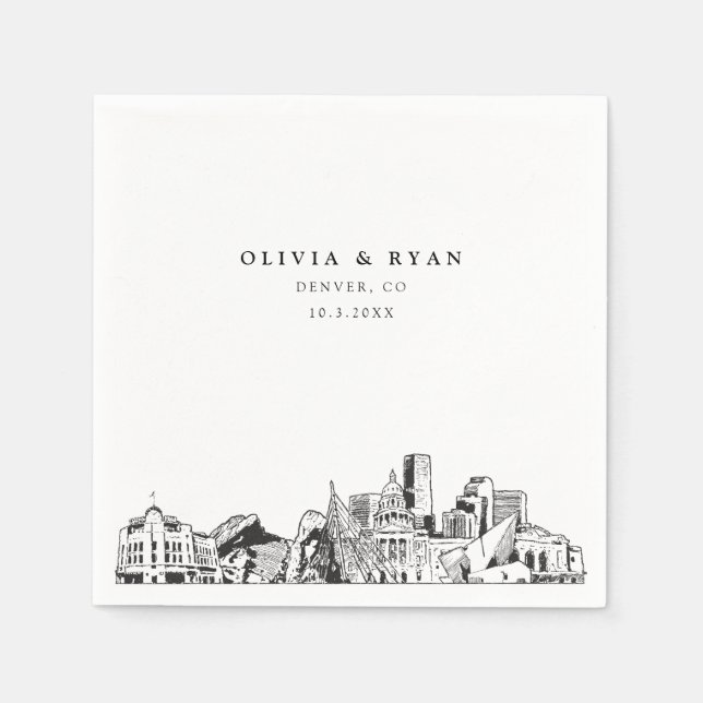 Serviette En Papier Cocktail en papier Mariage Denver Napkin (Devant)