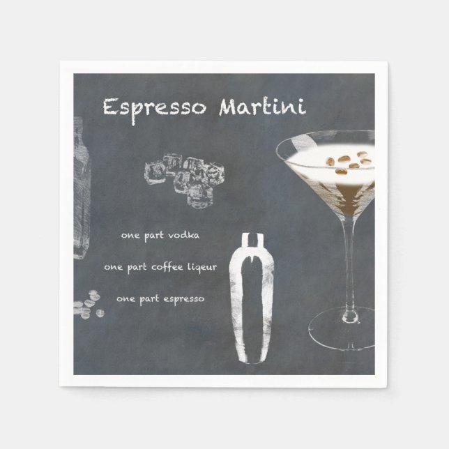 Serviette En Papier Cocktail Espresso Martini (Devant)