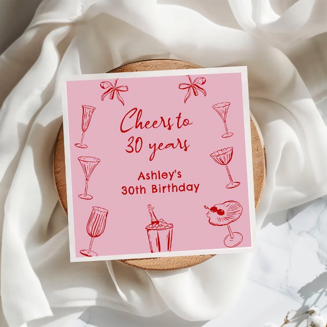 Serviette En Papier Cocktail funky à main rose Anniversaire serviettes (Créateur téléchargé)