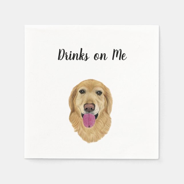 Serviette En Papier Cocktail Golden Retriever (Devant)