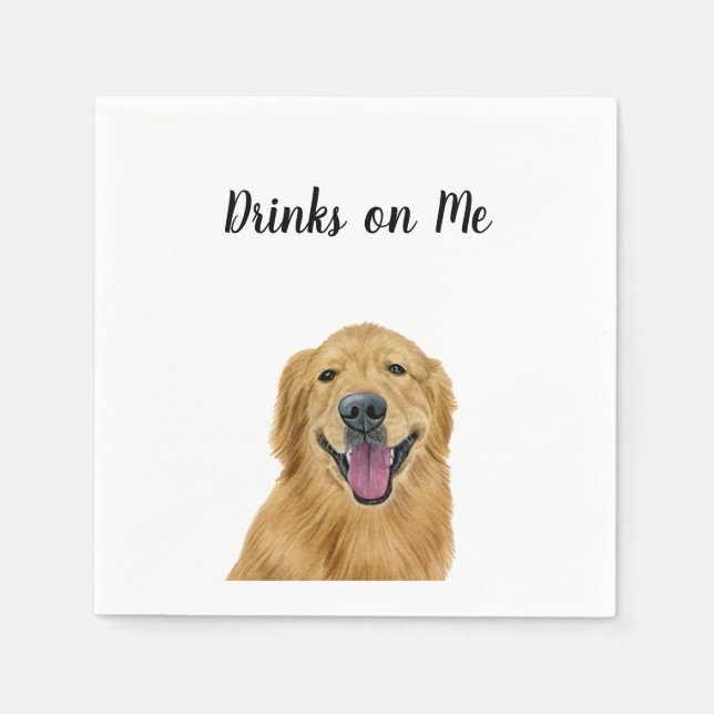 Serviette En Papier Cocktail Golden Retriever (Devant)