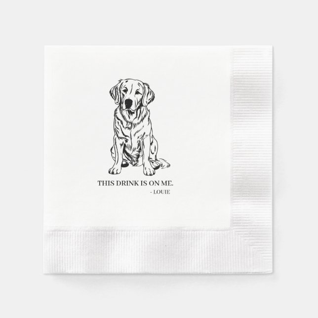 Serviette En Papier Cocktail Golden Retriever Napkin (Devant)