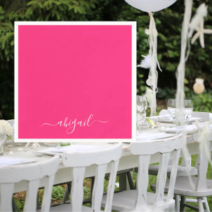 Serviette En Papier Cocktail Hot Pink Swash Script