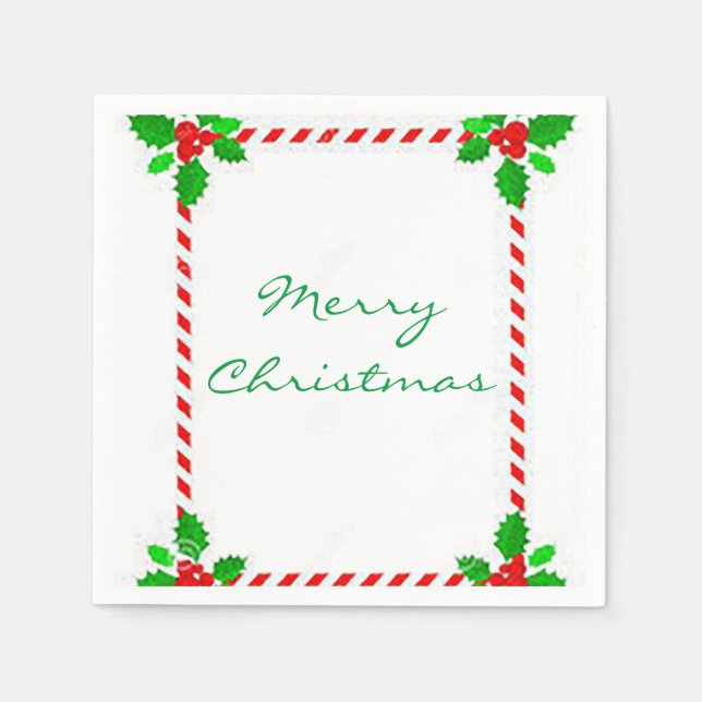 Serviette En Papier Cocktail "Joyeux cadre de Noël" (Devant)