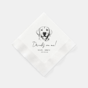 Serviette En Papier Cocktail Labrador retriever dessiné à la main Bois