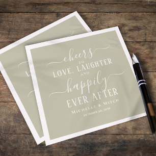 Serviette En Papier Cocktail mariage Cheval Typographie Sage Green