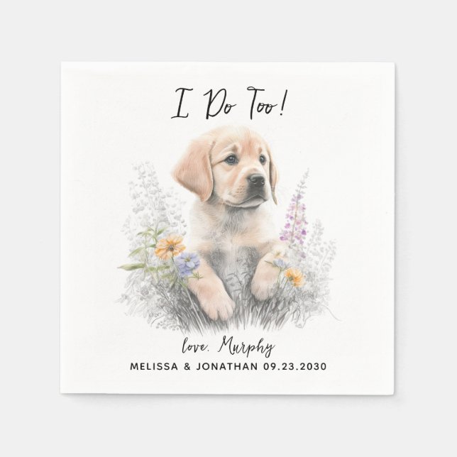 Serviette En Papier Cocktail Mariage de chien (Devant)