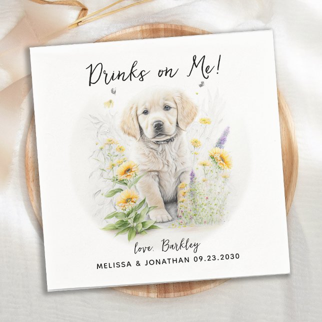 Serviette En Papier Cocktail Mariage de chien (Créateur téléchargé)