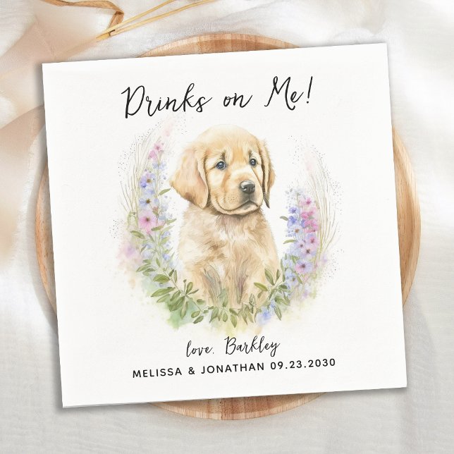 Serviette En Papier Cocktail Mariage de chien (Créateur téléchargé)