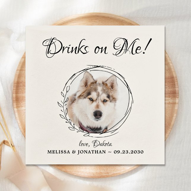 Serviette En Papier Cocktail Mariage de chien (Créateur téléchargé)
