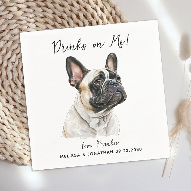 Serviette En Papier Cocktail Mariage de chien (Créateur téléchargé)