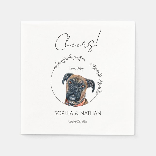 Serviette En Papier Cocktail Mariage de chien de boîte simple (Devant)