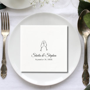Serviette En Papier Cocktail Mariage de script élégant personnalisé