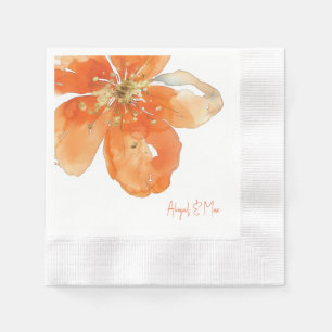 Serviette En Papier Cocktail Mariage Floral Orange personnalisé