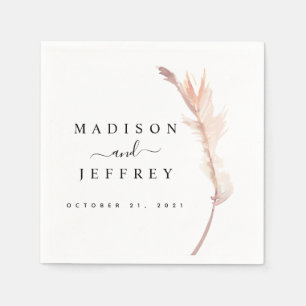 Serviette En Papier Cocktail Mariage minimaliste Pampas à Grass Blush