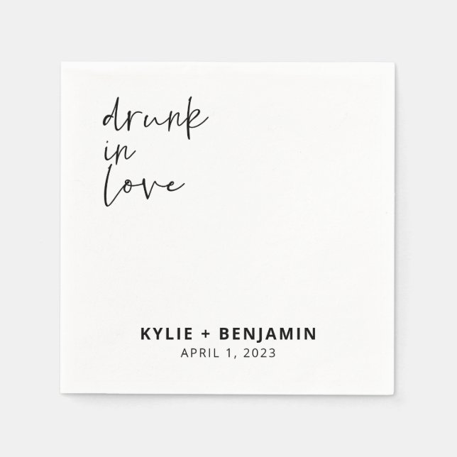 Serviette En Papier Cocktail mariage Napkin (Devant)