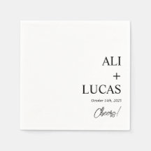 COCKTAIL MARIAGE NOIR ET BLANC CLASSIQUE NAPKIN