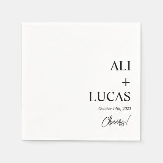 SERVIETTE EN PAPIER COCKTAIL MARIAGE NOIR ET BLANC CLASSIQUE NAPKIN