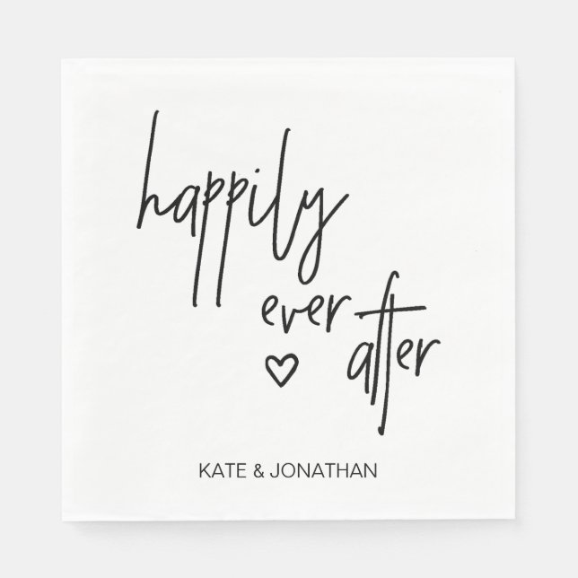 Serviette En Papier Cocktail Mariage noir et blanc serviettes (Devant)