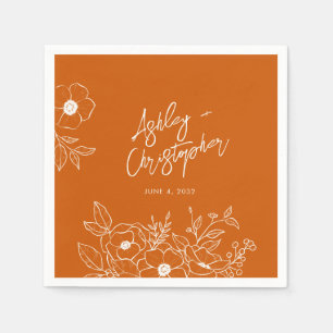 Serviette En Papier Cocktail Mariage orange végétal minimal