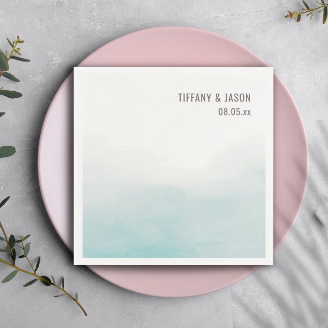 Serviette En Papier Cocktail Mariage personnalisé Dusty Blue simple (Créateur téléchargé)