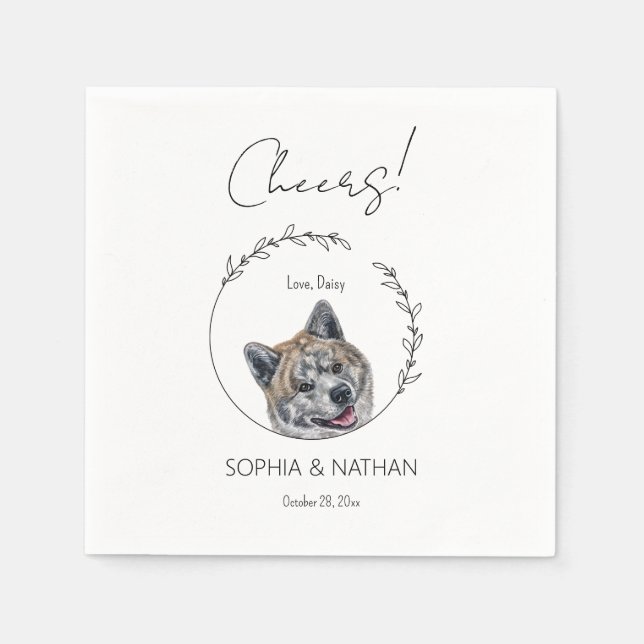 Serviette En Papier Cocktail Mariage simple Akita Dog (Devant)