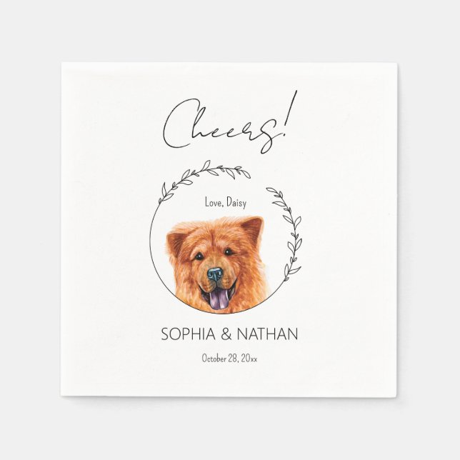 Serviette En Papier Cocktail Mariage simple Chow Chow Chien (Devant)