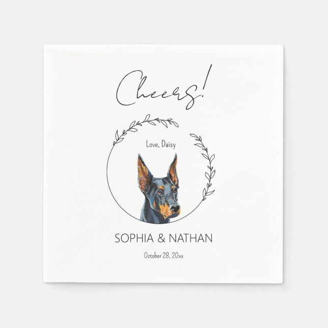 Serviette En Papier Cocktail Mariage simple Doberman Pinscher Dog (Devant)