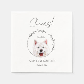 Serviette En Papier Cocktail Mariage simple Samoyed Dog