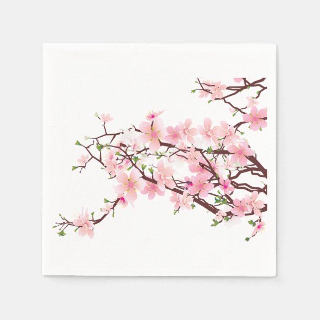 Serviette En Papier Cocktail Mariage Spring Cherry Blossoms (Devant)