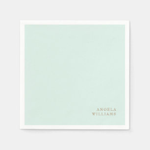Serviette En Papier Cocktail Mint Custom Gold Text