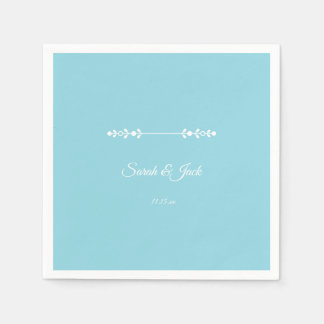 Serviette En Papier Cocktail Moderne Bleu Clair & Blanc
