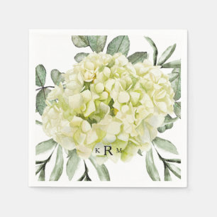 Serviette En Papier Cocktail monochrome noir Hydrangea