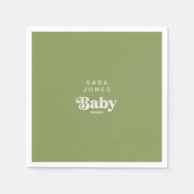 Serviette En Papier Cocktail Moss Green Baby shower (Devant)