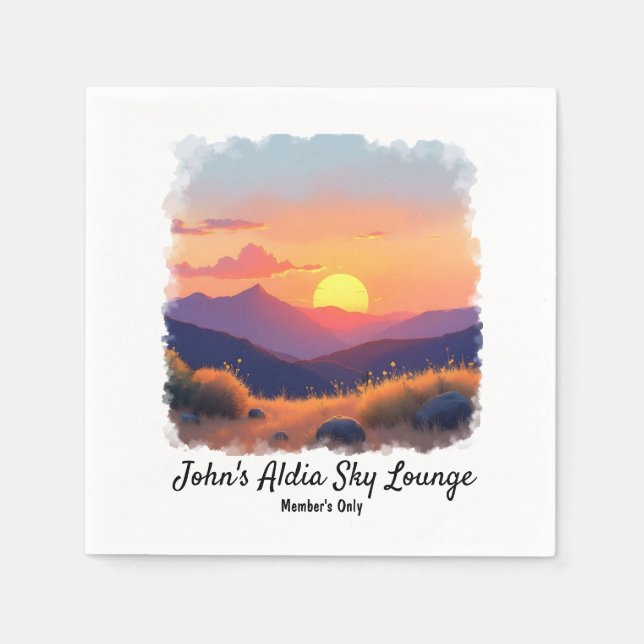 Serviette En Papier Cocktail Mountain Sunset Napkins (Devant)