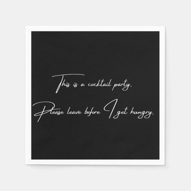 Serviette En Papier Cocktail napkin drôle fête noire (Devant)