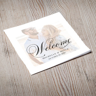 Serviette En Papier Cocktail noir et blanc Mariage Photo