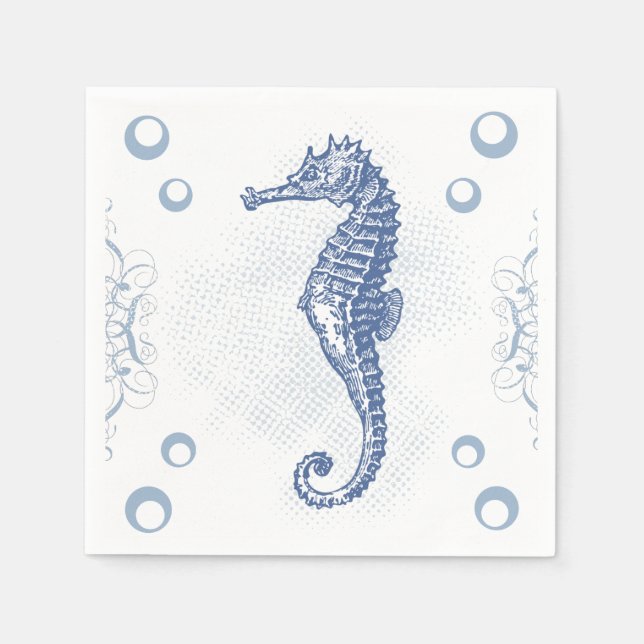 Serviette En Papier Cocktail Papier Napkin Seahorse Ocean Beach Water (Devant)