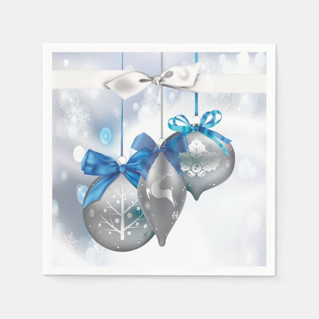 Serviette En Papier Cocktail Papier Napktail Ornements Snowflakes Snow (Devant)