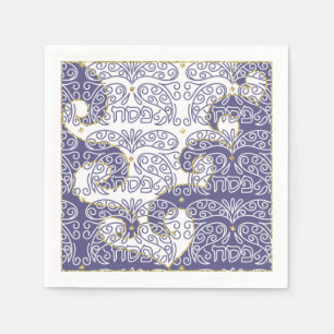 Serviette En Papier Cocktail Pâque Napkins Gold Star/Purple