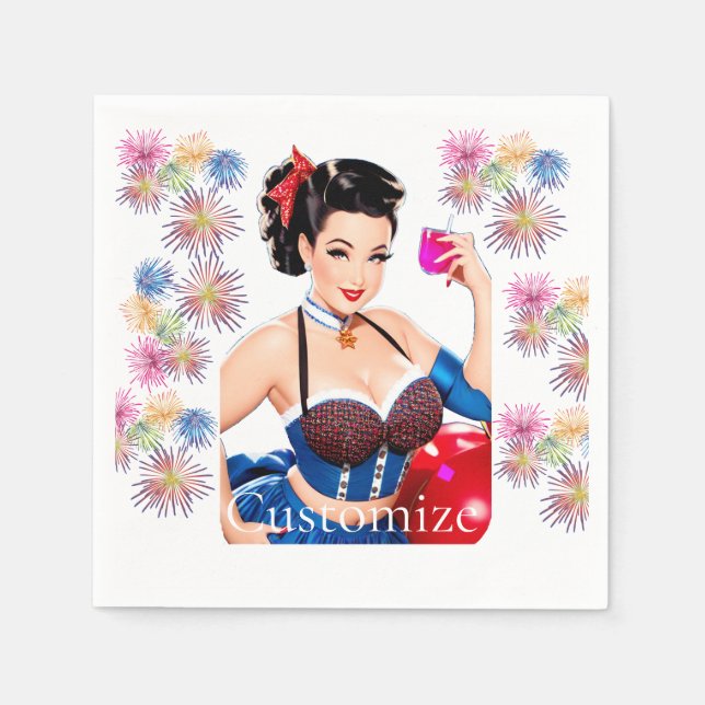 Serviette En Papier Cocktail Party Girl Thunder_Cove (Devant)