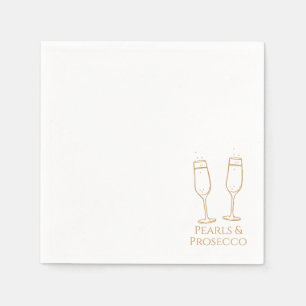 Serviette En Papier Cocktail Perles et Fête des mariées Prosecco