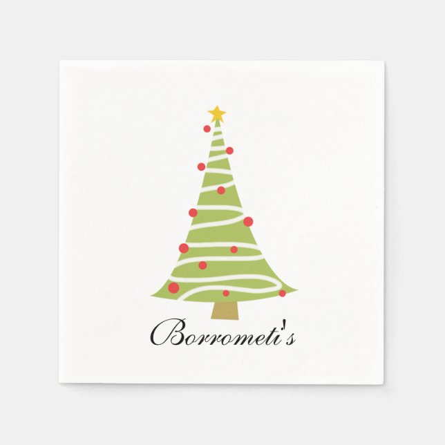 Serviette En Papier Cocktail personnalisé dans l'arbre de Noël (Devant)